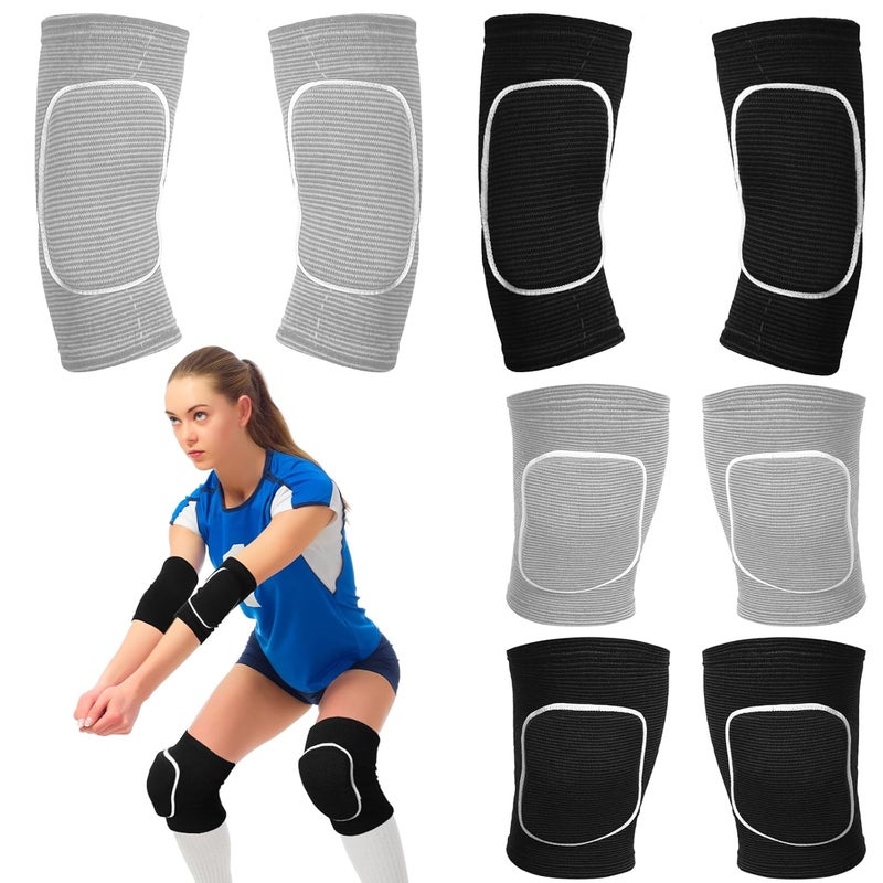 Sosation 2 Set Volleyball Elbow Pads and Knee Arm Sleeves with Protection Pad Volleyball Essentials Accessories with High Protection for Youth Teen Training Hitting Passing(Black Gray) - Image 1